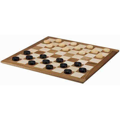 Classic Checkers Set, Black and Natural Pieces with Solid Wood Board, 18"   553451055